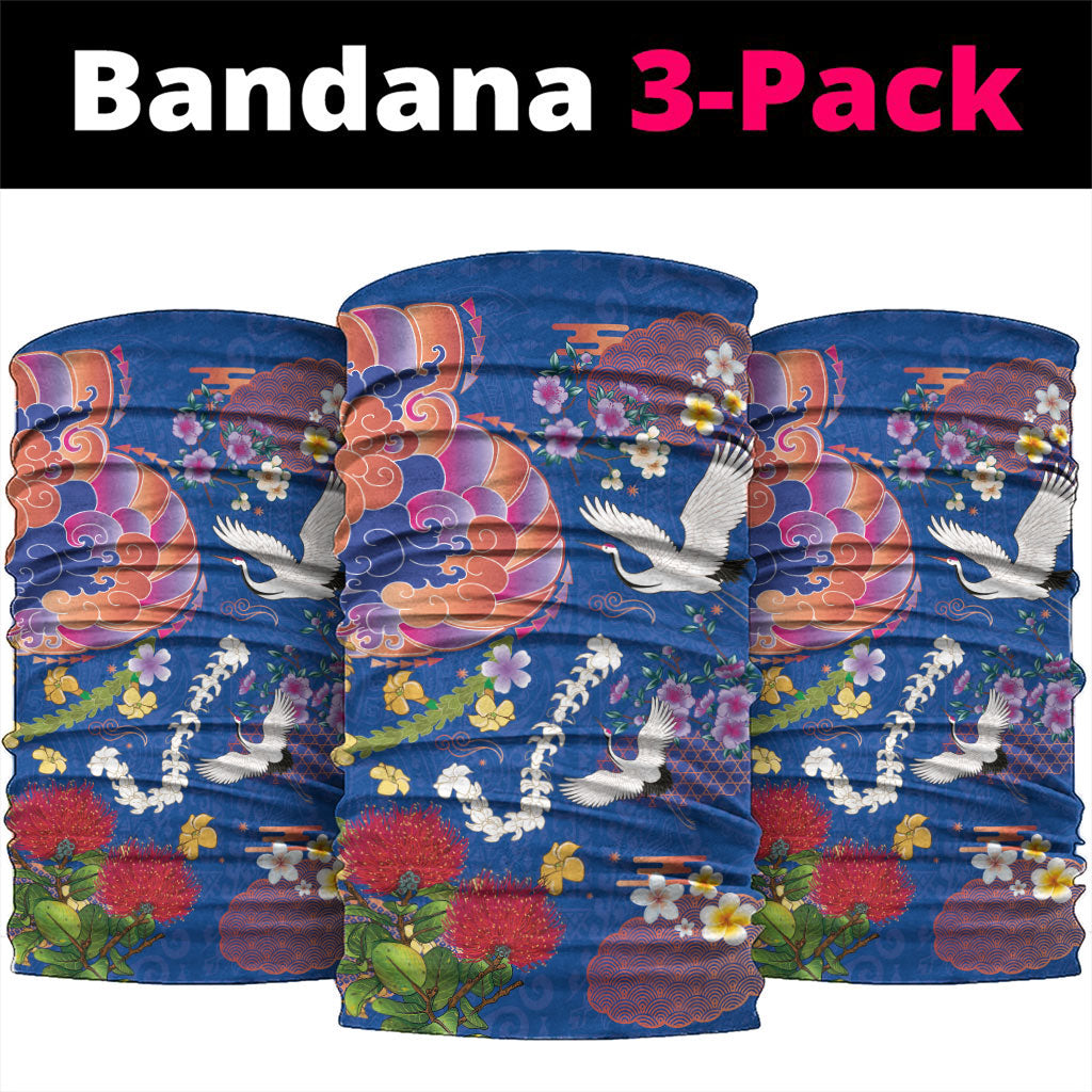 Hawaiian and Japanese Culture Together Neck Gaiter Kakau Tribal Pattern and Irezumi Art Blue Color LT03 package One Size: 25*50cm Blue - Polynesian Pride