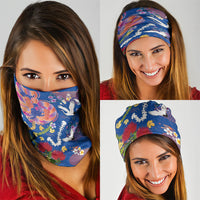 Hawaiian and Japanese Culture Together Neck Gaiter Kakau Tribal Pattern and Irezumi Art Blue Color LT03 - Polynesian Pride