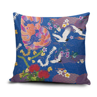 Hawaiian and Japanese Culture Together Pillow Cover Kakau Tribal Pattern and Irezumi Art Blue Color LT03 Blue - Polynesian Pride
