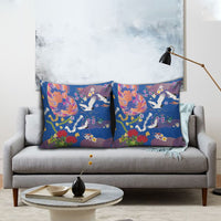Hawaiian and Japanese Culture Together Pillow Cover Kakau Tribal Pattern and Irezumi Art Blue Color LT03 - Polynesian Pride