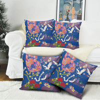 Hawaiian and Japanese Culture Together Pillow Cover Kakau Tribal Pattern and Irezumi Art Blue Color LT03 - Polynesian Pride