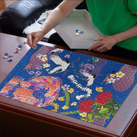 Hawaiian and Japanese Culture Together Puzzle Kakau Tribal Pattern and Irezumi Art Blue Color LT03 - Polynesian Pride