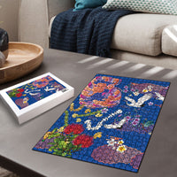 Hawaiian and Japanese Culture Together Puzzle Kakau Tribal Pattern and Irezumi Art Blue Color LT03 - Polynesian Pride