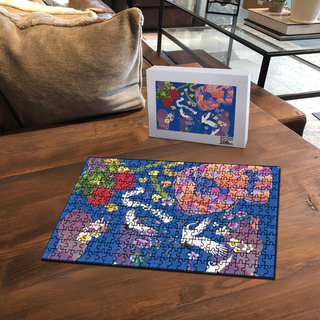 Hawaiian and Japanese Culture Together Puzzle Kakau Tribal Pattern and Irezumi Art Blue Color LT03 - Polynesian Pride