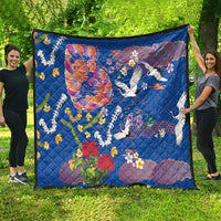 Hawaiian and Japanese Culture Together Quilt Kakau Tribal Pattern and Irezumi Art Blue Color LT03 - Polynesian Pride