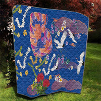 Hawaiian and Japanese Culture Together Quilt Kakau Tribal Pattern and Irezumi Art Blue Color LT03 - Polynesian Pride