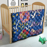 Hawaiian and Japanese Culture Together Quilt Kakau Tribal Pattern and Irezumi Art Blue Color LT03 - Polynesian Pride