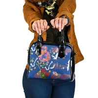 Hawaiian and Japanese Culture Together Shoulder Handbag Kakau Tribal Pattern and Irezumi Art Blue Color LT03 One Size Blue - Polynesian Pride