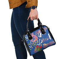 Hawaiian and Japanese Culture Together Shoulder Handbag Kakau Tribal Pattern and Irezumi Art Blue Color LT03 - Polynesian Pride
