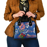 Hawaiian and Japanese Culture Together Shoulder Handbag Kakau Tribal Pattern and Irezumi Art Blue Color LT03 - Polynesian Pride