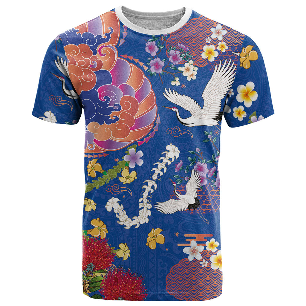Hawaiian and Japanese Culture Together T Shirt Kakau Tribal Pattern and Irezumi Art Blue Color LT03 Blue - Polynesian Pride