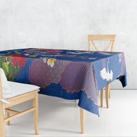 Hawaiian and Japanese Culture Together Tablecloth Kakau Tribal Pattern and Irezumi Art Blue Color LT03 - Polynesian Pride