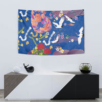 Hawaiian and Japanese Culture Together Tapestry Kakau Tribal Pattern and Irezumi Art Blue Color LT03 - Polynesian Pride