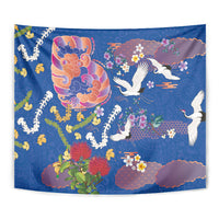 Hawaiian and Japanese Culture Together Tapestry Kakau Tribal Pattern and Irezumi Art Blue Color LT03 - Polynesian Pride