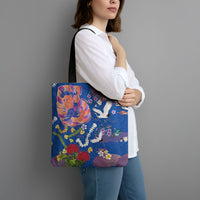 Hawaiian and Japanese Culture Together Tote Bag Kakau Tribal Pattern and Irezumi Art Blue Color LT03 - Polynesian Pride
