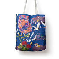 Hawaiian and Japanese Culture Together Tote Bag Kakau Tribal Pattern and Irezumi Art Blue Color LT03 - Polynesian Pride