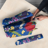 Hawaiian and Japanese Culture Together Umbrella Kakau Tribal Pattern and Irezumi Art Blue Color LT03 - Polynesian Pride