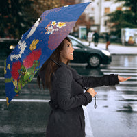 Hawaiian and Japanese Culture Together Umbrella Kakau Tribal Pattern and Irezumi Art Blue Color LT03 - Polynesian Pride