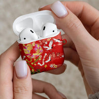 Hawaiian and Japanese Culture Together AirPods Case Kakau Tribal Pattern and Irezumi Art Red Color LT03 - Polynesian Pride