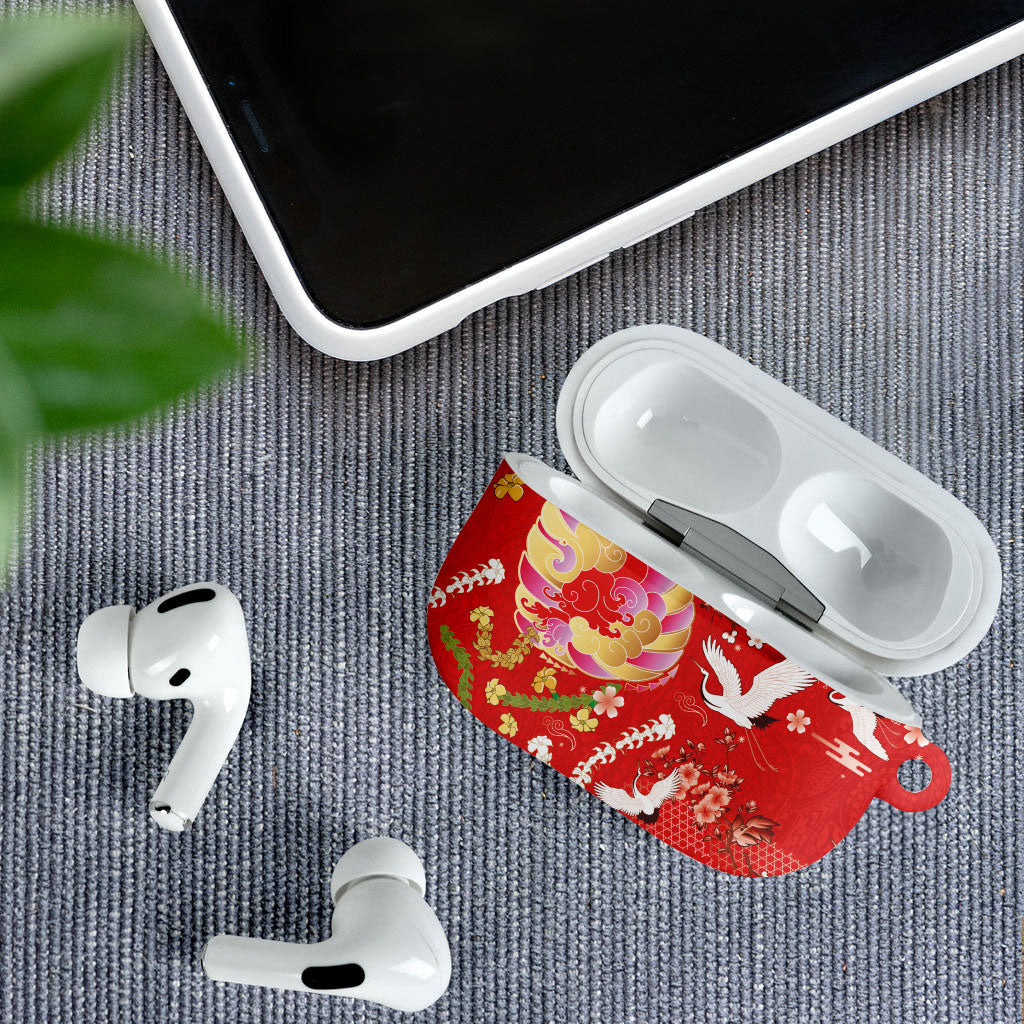 Hawaiian and Japanese Culture Together AirPods Case Kakau Tribal Pattern and Irezumi Art Red Color LT03 - Polynesian Pride