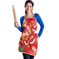 Hawaiian and Japanese Culture Together Apron Kakau Tribal Pattern and Irezumi Art Red Color LT03 - Polynesian Pride