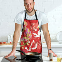 Hawaiian and Japanese Culture Together Apron Kakau Tribal Pattern and Irezumi Art Red Color LT03 - Polynesian Pride