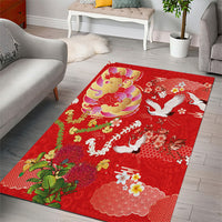 Hawaiian and Japanese Culture Together Area Rug Kakau Tribal Pattern and Irezumi Art Red Color LT03 - Polynesian Pride