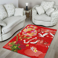 Hawaiian and Japanese Culture Together Area Rug Kakau Tribal Pattern and Irezumi Art Red Color LT03 - Polynesian Pride