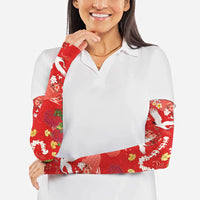 Hawaiian and Japanese Culture Together Arm Sleeves Kakau Tribal Pattern and Irezumi Art Red Color LT03 - Polynesian Pride
