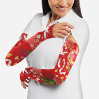 Hawaiian and Japanese Culture Together Arm Sleeves Kakau Tribal Pattern and Irezumi Art Red Color LT03 - Polynesian Pride