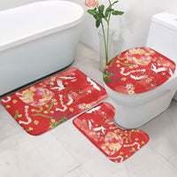Hawaiian and Japanese Culture Together Bathroom Set Kakau Tribal Pattern and Irezumi Art Red Color LT03 - Polynesian Pride