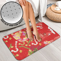 Hawaiian and Japanese Culture Together Bathroom Set Kakau Tribal Pattern and Irezumi Art Red Color LT03 - Polynesian Pride