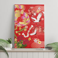 Hawaiian and Japanese Culture Together Canvas Wall Art Kakau Tribal Pattern and Irezumi Art Red Color LT03 - Polynesian Pride