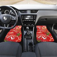 Hawaiian and Japanese Culture Together Car Mats Kakau Tribal Pattern and Irezumi Art Red Color LT03 Set 2pcs - Front Red - Polynesian Pride