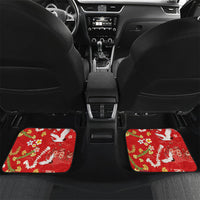 Hawaiian and Japanese Culture Together Car Mats Kakau Tribal Pattern and Irezumi Art Red Color LT03 Set 2pcs - Back Red - Polynesian Pride