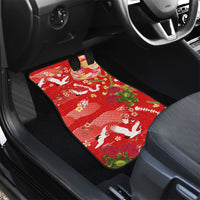 Hawaiian and Japanese Culture Together Car Mats Kakau Tribal Pattern and Irezumi Art Red Color LT03 - Polynesian Pride