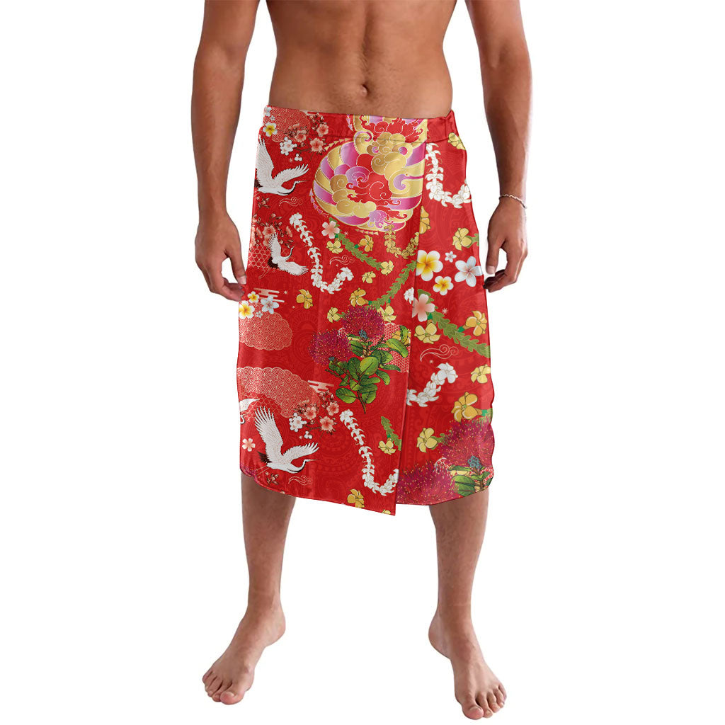 Hawaiian and Japanese Culture Together Lavalava Kakau Tribal Pattern and Irezumi Art Red Color LT03 Red - Polynesian Pride