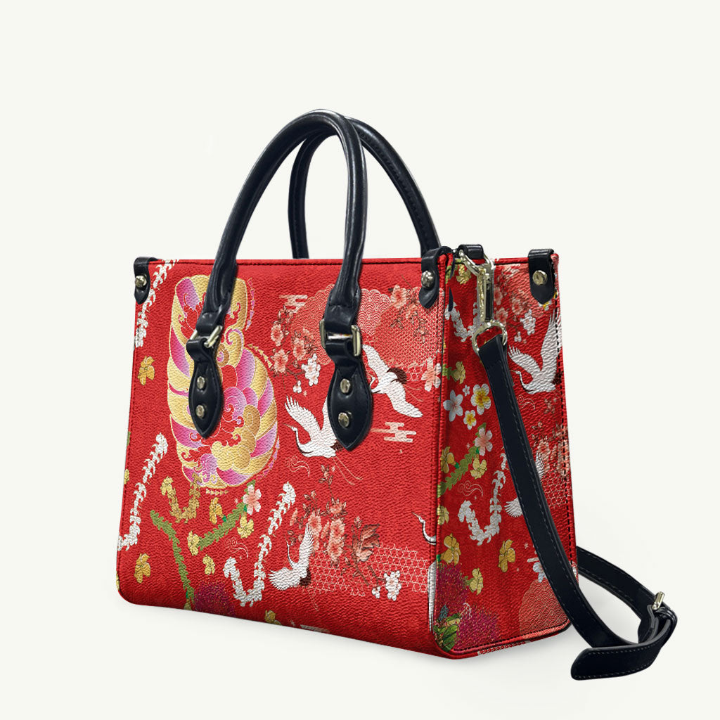 Hawaiian and Japanese Culture Together Leather Bag Kakau Tribal Pattern and Irezumi Art Red Color LT03 Red - Polynesian Pride