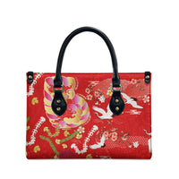 Hawaiian and Japanese Culture Together Leather Bag Kakau Tribal Pattern and Irezumi Art Red Color LT03 - Polynesian Pride