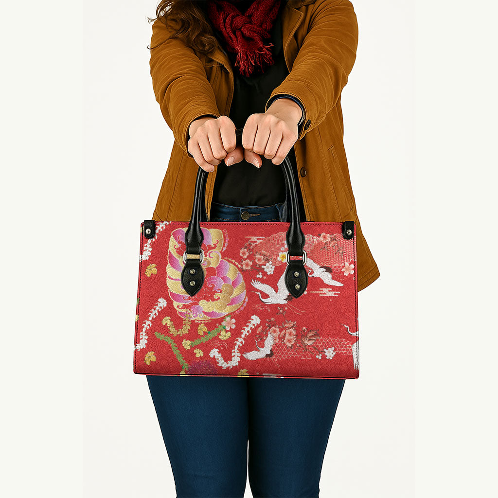 Hawaiian and Japanese Culture Together Leather Bag Kakau Tribal Pattern and Irezumi Art Red Color LT03 - Polynesian Pride