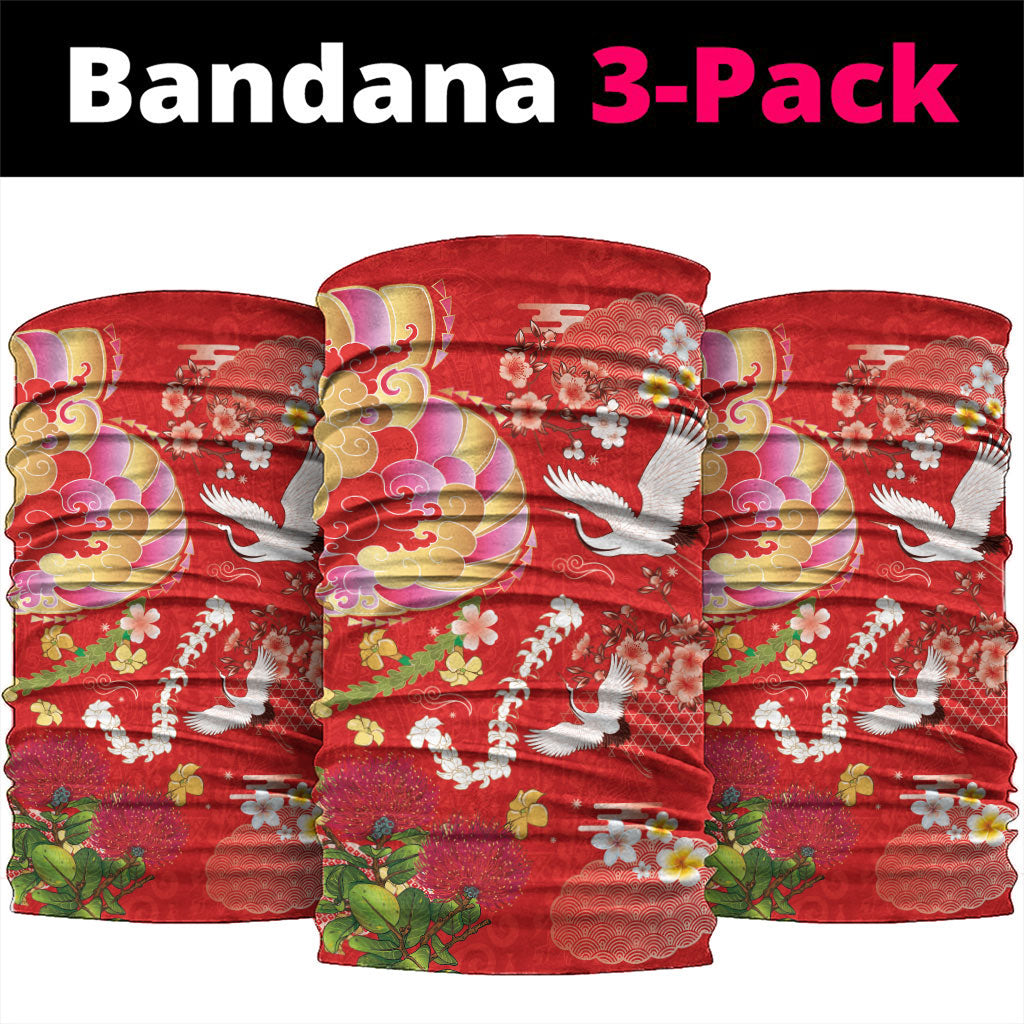 Hawaiian and Japanese Culture Together Neck Gaiter Kakau Tribal Pattern and Irezumi Art Red Color LT03 package One Size: 25*50cm Red - Polynesian Pride