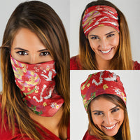Hawaiian and Japanese Culture Together Neck Gaiter Kakau Tribal Pattern and Irezumi Art Red Color LT03 - Polynesian Pride