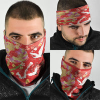 Hawaiian and Japanese Culture Together Neck Gaiter Kakau Tribal Pattern and Irezumi Art Red Color LT03 - Polynesian Pride
