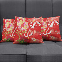 Hawaiian and Japanese Culture Together Pillow Cover Kakau Tribal Pattern and Irezumi Art Red Color LT03 - Polynesian Pride