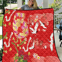 Hawaiian and Japanese Culture Together Quilt Kakau Tribal Pattern and Irezumi Art Red Color LT03 Red - Polynesian Pride