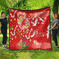 Hawaiian and Japanese Culture Together Quilt Kakau Tribal Pattern and Irezumi Art Red Color LT03 - Polynesian Pride