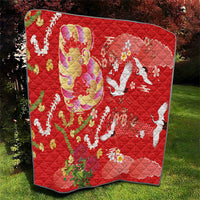 Hawaiian and Japanese Culture Together Quilt Kakau Tribal Pattern and Irezumi Art Red Color LT03 - Polynesian Pride