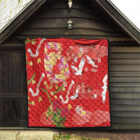 Hawaiian and Japanese Culture Together Quilt Kakau Tribal Pattern and Irezumi Art Red Color LT03 - Polynesian Pride