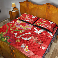 Hawaiian and Japanese Culture Together Quilt Bed Set Kakau Tribal Pattern and Irezumi Art Red Color LT03 - Polynesian Pride