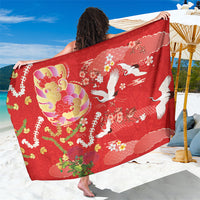 Hawaiian and Japanese Culture Together Sarong Kakau Tribal Pattern and Irezumi Art Red Color LT03 One Size 44 x 66 inches Red - Polynesian Pride